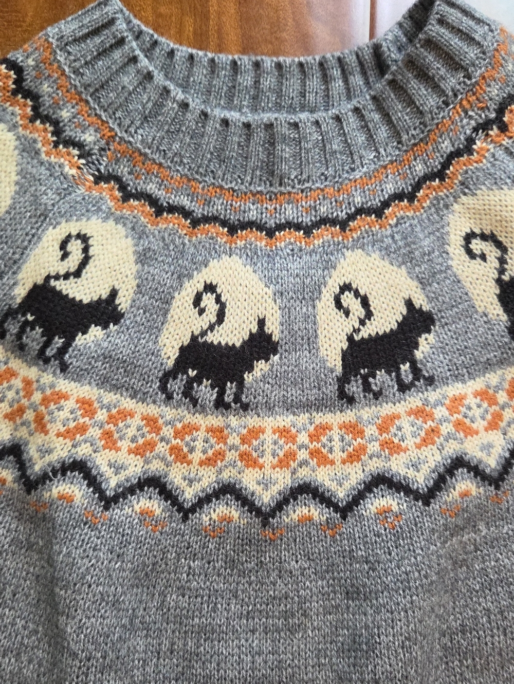 KJP Cozy Cabin Sweater Black Cat and Moon Sweater Halloween - Picture 3 of 10